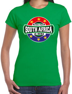 Bellatio Decorations Have fear South Africa is here / Zuid Afrika supporter t-shirt groen voor dames S