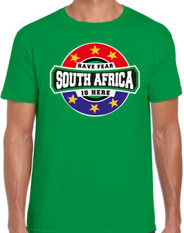 Bellatio Decorations Have fear South Africa is here / Zuid Afrika supporter t-shirt groen voor heren M