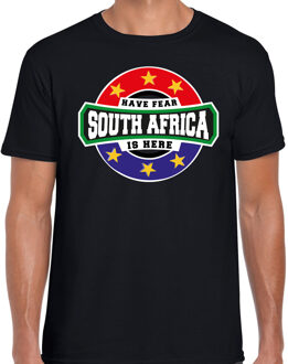Bellatio Decorations Have fear South Africa is here / Zuid Afrika supporter t-shirt zwart voor heren XL