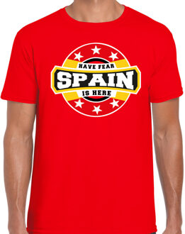 Bellatio Decorations Have fear Spain is here / Spanje supporter t-shirt rood voor heren L