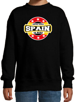 Bellatio Decorations Have fear Spain is here / Spanje supporters sweater zwart voor kids