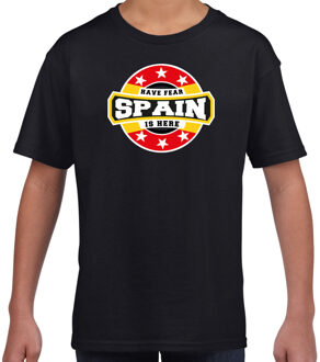 Bellatio Decorations Have fear Spain is here / Spanje supporters t-shirt zwart voor kids L (146-152)