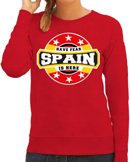 Bellatio Decorations Have fear Spain is here sweater met sterren embleem in de kleuren van de Spaanse vlag - rood - dames - Spanje supporter / Spaans elftal fan trui / EK / WK / kleding 2XL