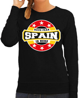 Bellatio Decorations Have fear Spain is here sweater met sterren embleem in de kleuren van de Spaanse vlag - zwart - dames - Spanje supporter / Spaans elftal fan trui / EK / WK / kleding 2XL