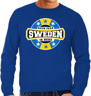 Bellatio Decorations Have fear Sweden is here / Zweden supporter sweater blauw voor heren 2XL