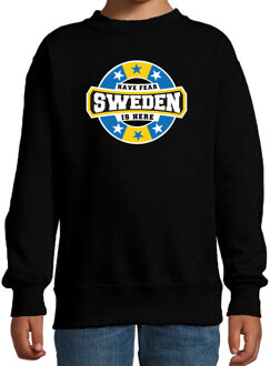 Bellatio Decorations Have fear Sweden is here / Zweden supporter sweater zwart voor kids 7-8 jaar (122/128)