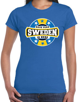 Bellatio Decorations Have fear Sweden is here / Zweden supporter t-shirt blauw voor dames 2XL