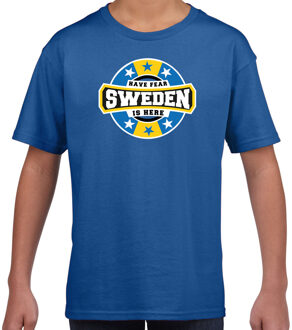 Bellatio Decorations Have fear Sweden is here / Zweden supporter t-shirt blauw voor kids L (146-152)