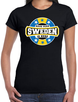 Bellatio Decorations Have fear Sweden is here / Zweden supporter t-shirt zwart voor dames 2XL