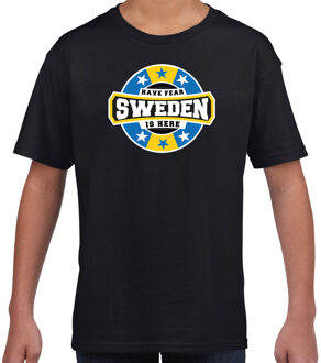 Bellatio Decorations Have fear Sweden is here / Zweden supporter t-shirt zwart voor kids L (146-152)