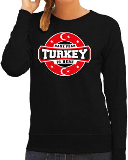 Bellatio Decorations Have fear Turkey is here sweater met sterren embleem in de kleuren van de Turkse vlag - zwart - dames - Turkije supporter / Turks elftal fan trui / EK / WK / kleding 2XL