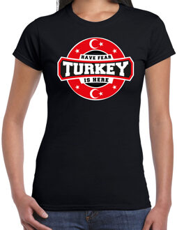 Bellatio Decorations Have fear Turkey is here / Turkije supporter t-shirt zwart voor dames 2XL