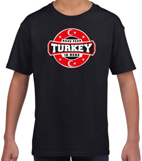 Bellatio Decorations Have fear Turkey is here / Turkije supporters t-shirt zwart voor kids L (146-152)