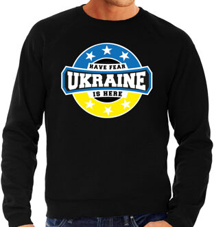 Bellatio Decorations Have fear Ukraine is here / Oekraine supporter sweater zwart voor heren L
