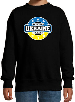 Bellatio Decorations Have fear Ukraine is here / Oekraine supporter sweater zwart voor kids 12-13 jaar (152/164)