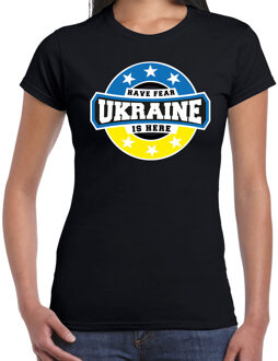 Bellatio Decorations Have fear Ukraine is here / Oekraine supporter t-shirt zwart voor dames 2XL