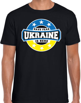 Bellatio Decorations Have fear Ukraine is here / Oekraine supporter t-shirt zwart voor heren 2XL