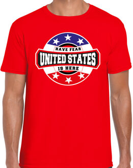 Bellatio Decorations Have fear United States is here / Amerika supporter t-shirt rood voor heren