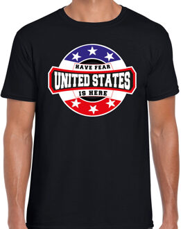 Bellatio Decorations Have fear United States is here / Amerika supporter t-shirt zwart voor heren 2XL