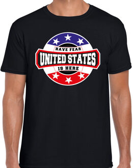 Bellatio Decorations Have fear United States is here / Amerika supporter t-shirt zwart voor heren