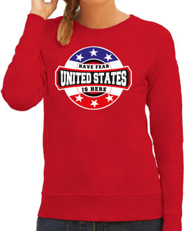 Bellatio Decorations Have fear United States is here sweater met sterren embleem in de kleuren van de Amerikaanse vlag - rood - dames - Amerika supporter / Amerikaans elftal fan trui / EK / WK / kleding 2XL