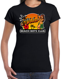 Bellatio Decorations Hawaii feest t-shirt / shirt Aloha beach boys club voor dames - zwart - Hawaiiaanse party outfit / kleding/ verkleedkleding/ carnaval shirt XL