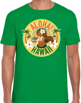 Bellatio Decorations Hawaii feest t-shirt / shirt Aloha Hawaii groen voor heren