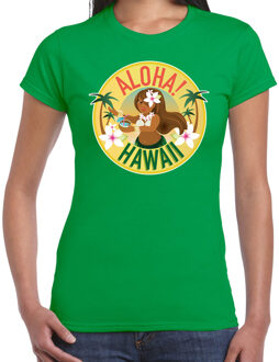 Bellatio Decorations Hawaii feest t-shirt / shirt Aloha Hawaii voor dames - groen - Hawaiiaanse party outfit / kleding/ verkleedkleding/ carnaval shirt 2XL