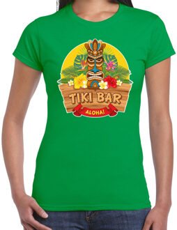 Bellatio Decorations Hawaii feest t-shirt / shirt tiki bar Aloha voor dames - groen - Hawaiiaanse party outfit / kleding/ verkleedkleding/ carnaval shirt 2XL