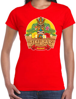 Bellatio Decorations Hawaii feest t-shirt / shirt tiki bar Aloha voor dames - rood - Hawaiiaanse party outfit / kleding/ verkleedkleding/ carnaval shirt 2XL