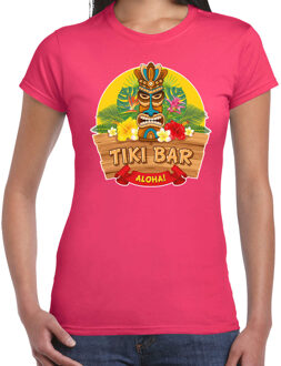 Bellatio Decorations Hawaii feest t-shirt / shirt tiki bar Aloha voor dames - roze - Hawaiiaanse party outfit / kleding/ verkleedkleding/ carnaval shirt 2XL