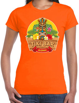 Bellatio Decorations Hawaii feest t-shirt Tiki Bar Aloha - voor dames - oranje - Party verkleedkleding - carnaval