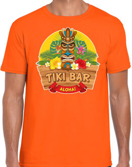 Bellatio Decorations Hawaii party feestkleding t-shirt - tiki bar Aloha - voor heren - oranje - verkleedkleding