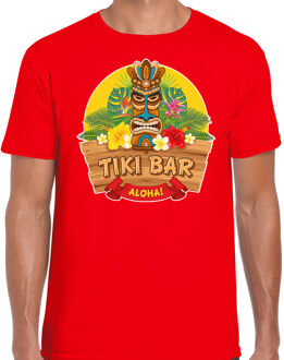 Bellatio Decorations Hawaii party feestkleding t-shirt - tiki bar Aloha - voor heren - rood - verkleedkleding