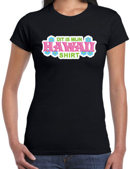 Bellatio Decorations Hawaii shirt zomer t-shirt zwart met roze letters voor dames 2XL - Feestshirts