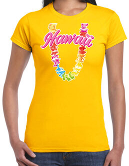 Bellatio Decorations Hawaii slinger t-shirt geel voor dames 2XL - Feestshirts