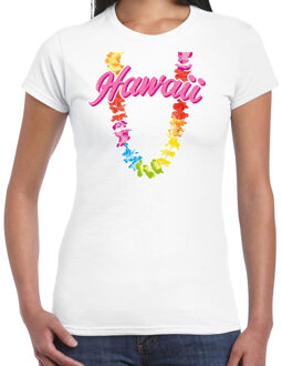 Bellatio Decorations Hawaii slinger t-shirt wit voor dames XS - Feestshirts