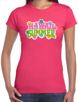 Bellatio Decorations Hawaii summer t-shirt roze voor dames XS - Feestshirts