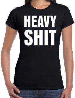 Bellatio Decorations Heavy shit fun tekst t-shirt zwart dames M