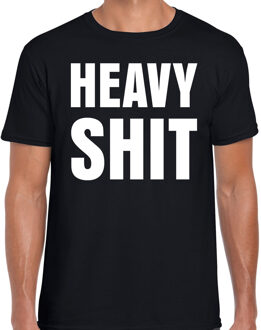 Bellatio Decorations Heavy shit fun tekst t-shirt zwart heren XL
