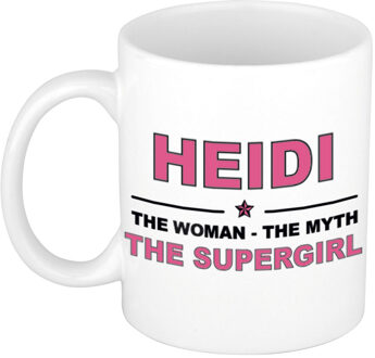 Bellatio Decorations Heidi cadeau mok - Woman Myth Supergirl - naam koffiemok - 300 ml - collega - moederdag Oudroze