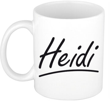 Bellatio Decorations Heidi Naam koffiemok - beker - met sierlijke letters - wit - 300 ml - Cadeau - Dames