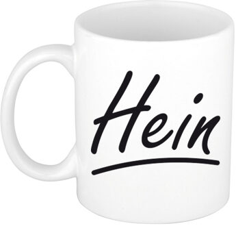 Bellatio Decorations Hein Naam koffiemok - beker - met sierlijke letters - wit - 300 ml - Cadeau - Heren