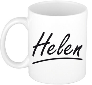 Bellatio Decorations Helen Naam koffiemok - beker - met sierlijke letters - wit - 300 ml - Cadeau - Dames