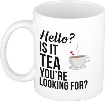 Bellatio Decorations Hello Is it tea you're looking for cadeau koffiemok / theebeker wit 300 ml - feest mokken