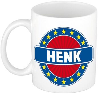Bellatio Decorations Henk voornaam koffiemok - beker - wit/blauw - 300 ml - Cadeau - Heren - Collega - Vaderdag