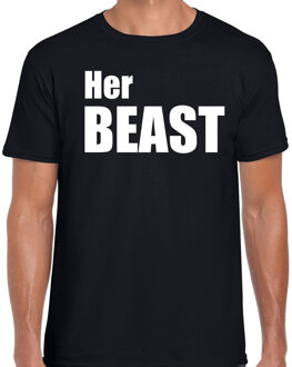 Bellatio Decorations Her beast t-shirt zwart met witte letters voor heren 2XL