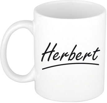 Bellatio Decorations Herbert Naam koffiemok - beker - met sierlijke letters - wit - 300 ml - Cadeau - Heren