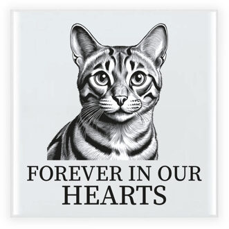 Bellatio Decorations Herdenking cadeau tegel kattenliefhebber - Bengaal kat/poes - zwart/wit - keramiek - 15 cm