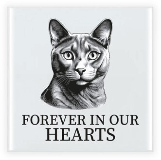 Bellatio Decorations Herdenking cadeau tegel kattenliefhebber - Blauwe Rus kat/poes - zwart/wit - keramiek - 15 cm